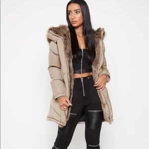 Fur Lined Beige Coat